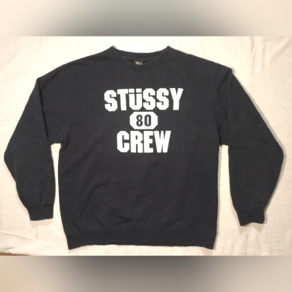 Vintage STUSSY Dark Blue Crewneck Long sleeve Sweatshirt - Men's Medium